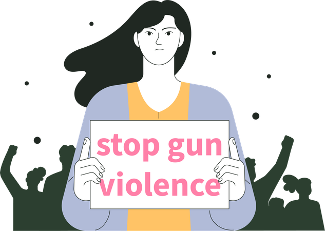 Girl holding board of stop violence  Illustration