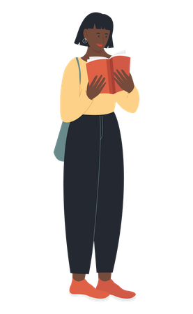 Girl holding book and reading  Illustration