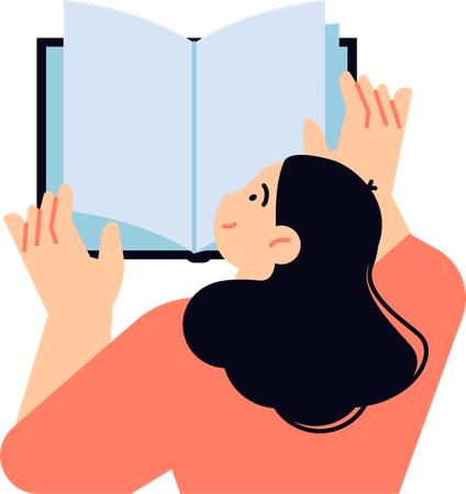 Girl holding book for reading  Illustration