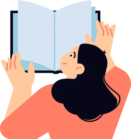 Girl holding book for reading  Illustration