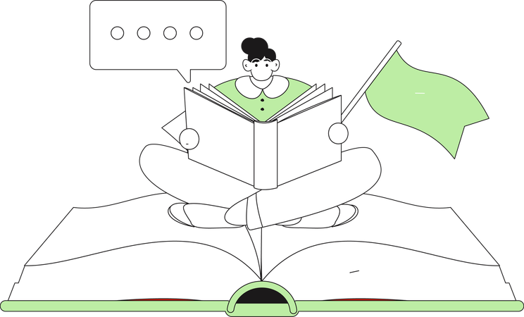 Girl holding book while studying  Illustration