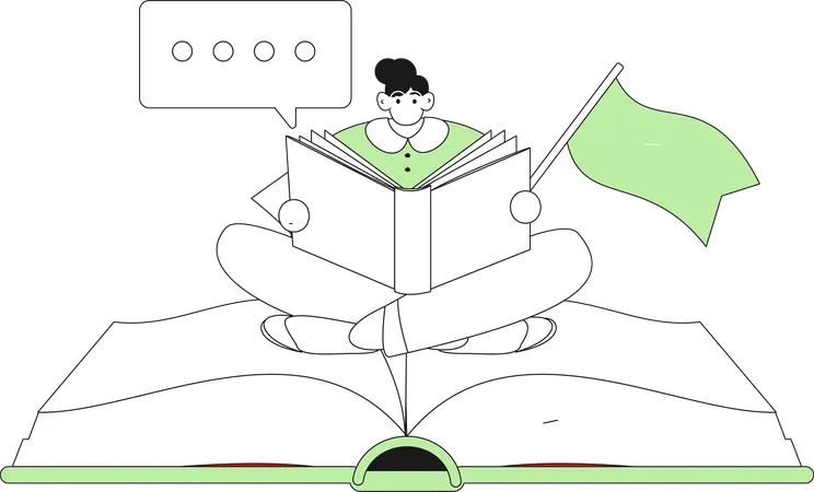 Girl holding book while studying  Illustration