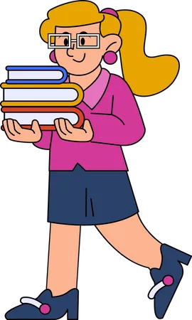 Girl holding books Illustration