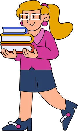 Girl holding books  Illustration