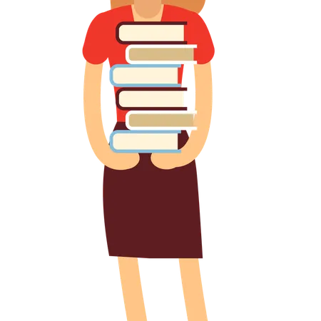 Girl holding books  Illustration