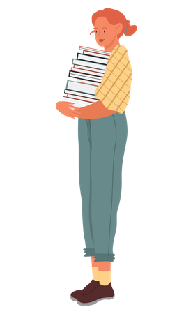 Girl holding books  Illustration