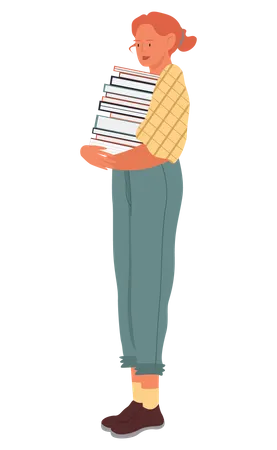 Girl holding books  Illustration