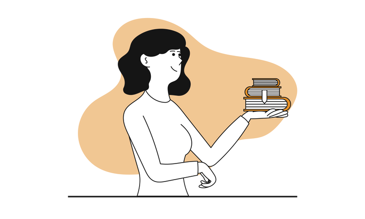 Girl holding books  Illustration