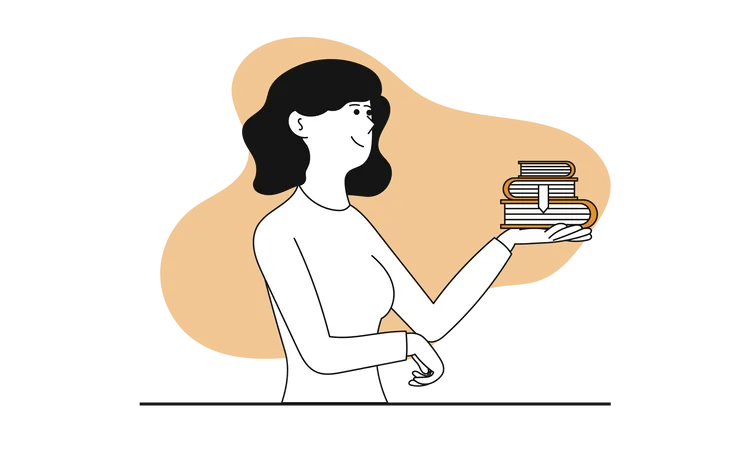 Girl holding books  Illustration