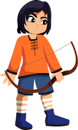 Girl holding bow  Illustration