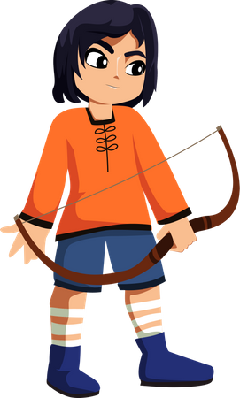 Girl holding bow  Illustration