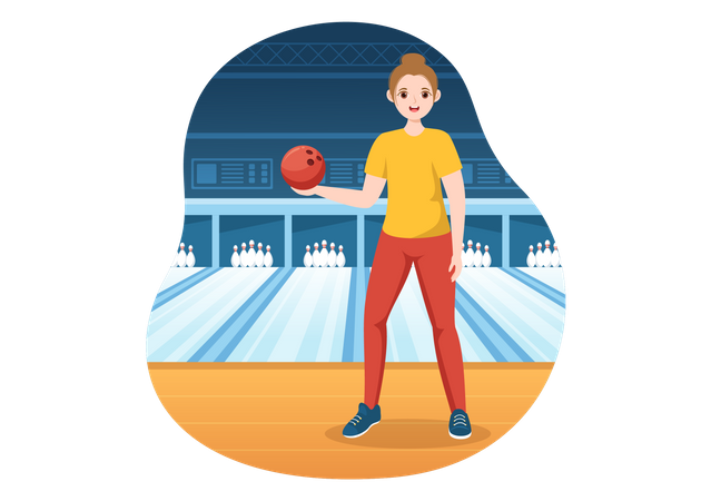 Girl holding bowling ball  Illustration