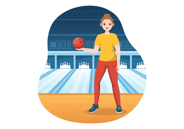 Girl holding bowling ball  Illustration