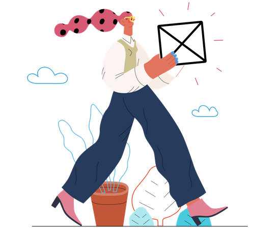 Girl holding box in hand  Illustration