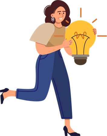Girl holding bulb  Illustration