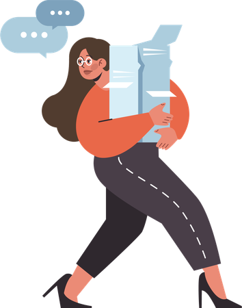 Girl holding business documents  Illustration