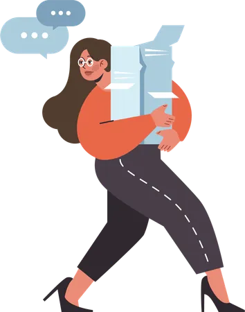 Girl holding business documents  Illustration