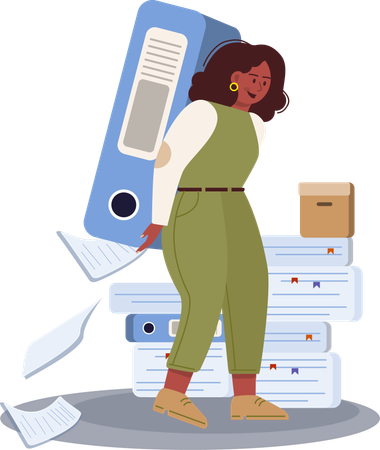 Girl holding business file  Illustration