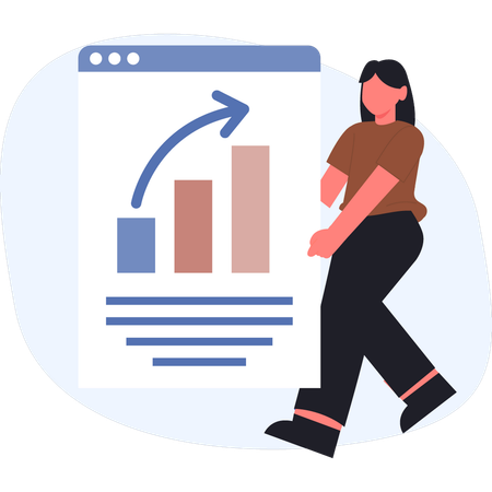 Girl holding business growth graph  Illustration