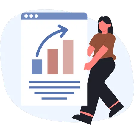 Girl holding business growth graph  Illustration