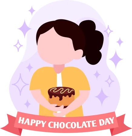 Girl holding cake  Illustration