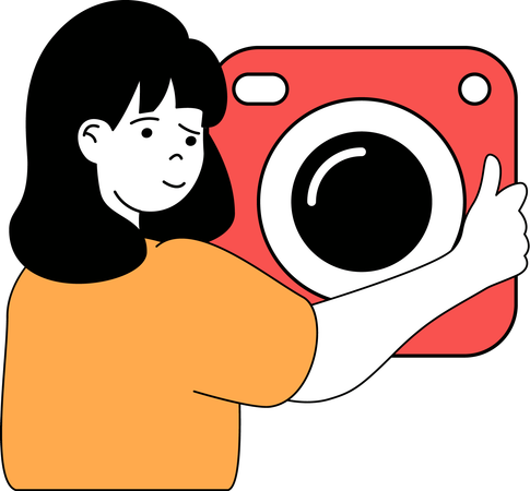 Girl holding camera  Illustration