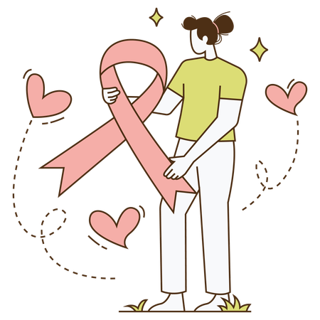 Girl holding cancer ribbon  Illustration