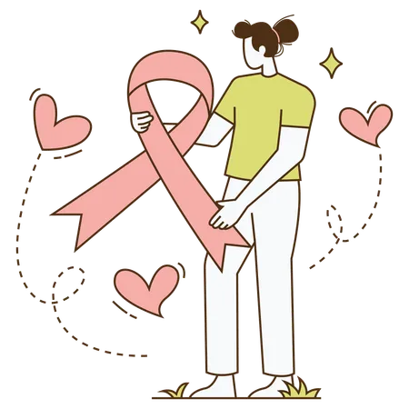 Girl holding cancer ribbon  Illustration