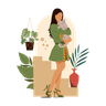 illustration girl carrying cat