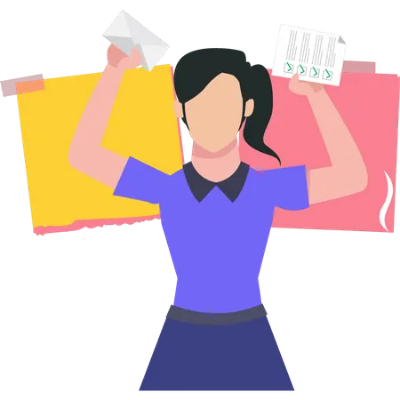 Girl holding checklist and mail  Illustration