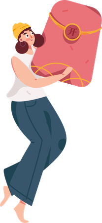 Girl holding chinese envelope  Illustration