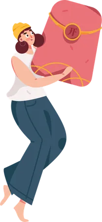 Girl holding chinese envelope  Illustration