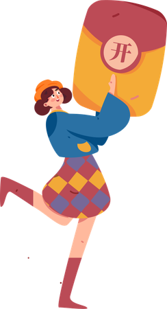 Girl holding chinese envelope  Illustration