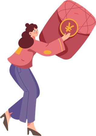 Girl holding chinese envelope  Illustration