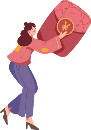 Girl holding chinese envelope  Illustration