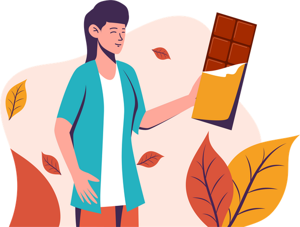 Girl holding chocolate  Illustration