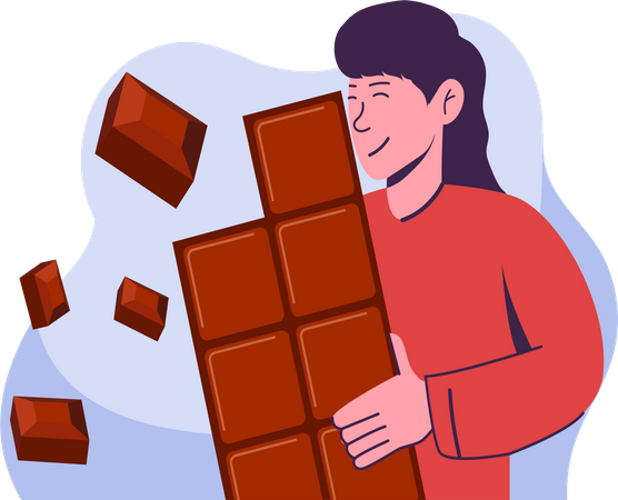 Girl holding chocolate  Illustration