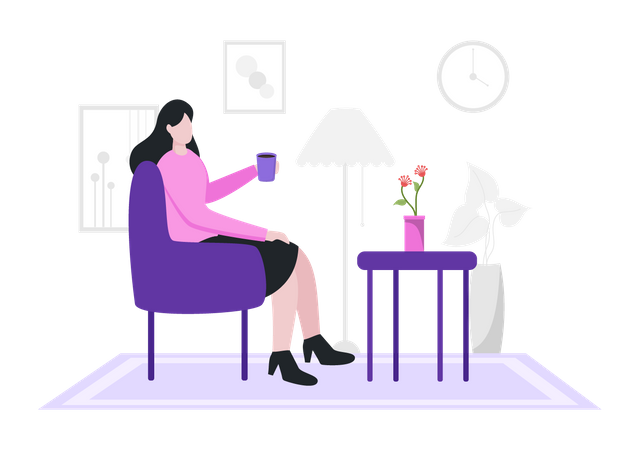 Girl holding coffee cup Illustration