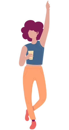 Girl holding coffee cup  Illustration