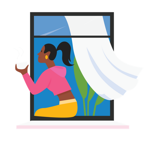 Girl holding coffee cup  Illustration