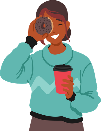 Girl holding coffee cup  Illustration