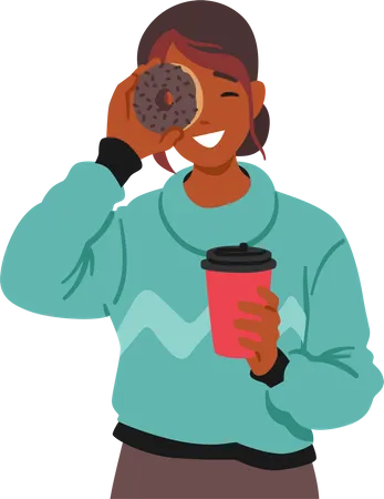 Girl holding coffee cup  Illustration