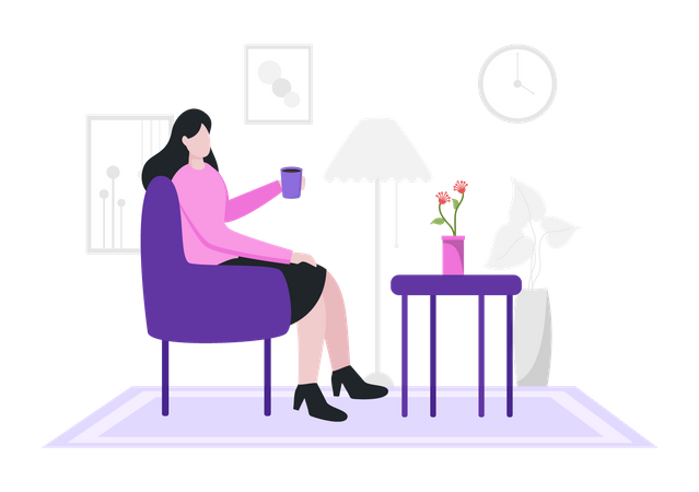 Girl holding coffee cup  일러스트레이션