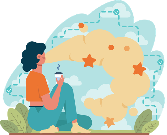 Girl holding coffee cup  Illustration
