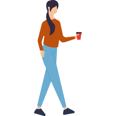 Girl holding Coffee cup in hand Illustration