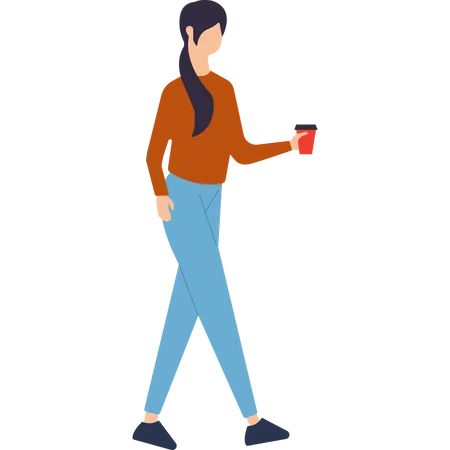 Girl holding Coffee cup in hand  Illustration