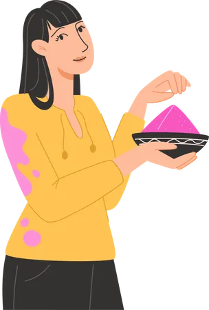 Girl holding color plate  Illustration