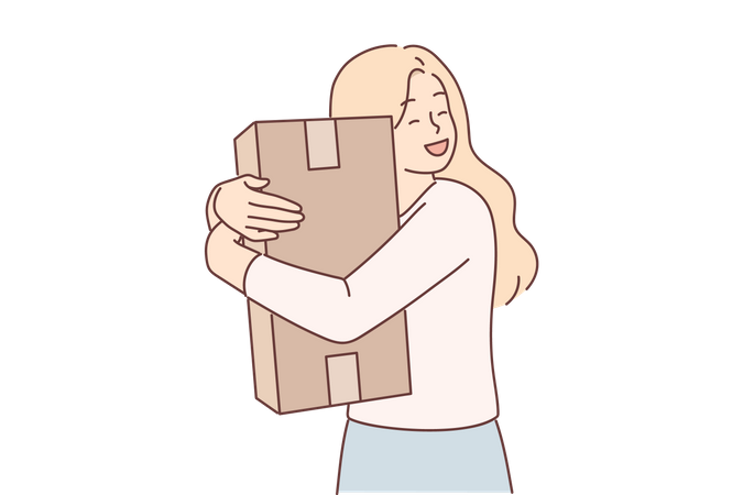 Girl holding delivery box  Illustration