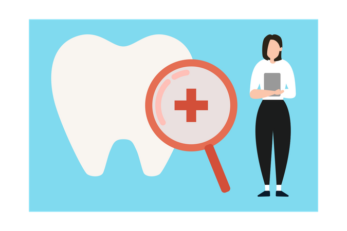 Girl holding dental report  Illustration