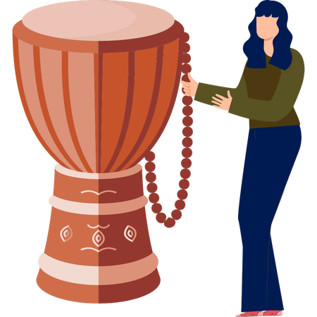 Girl holding drum step  Illustration